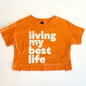 Old Navy Living My Best Life Cropped Tee Size 8 Graphic Shirt